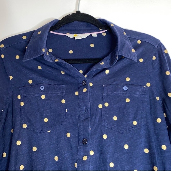 Boden Women’s Navy & Gold Button Down Size 4R - Picture 2 of 4